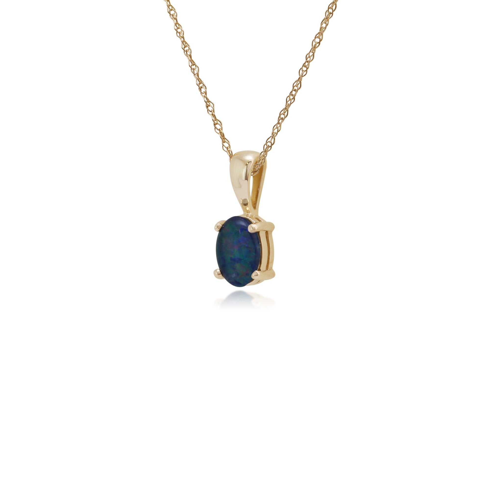 Classic Oval Triplet Opal Single Stone Pendant in 9ct Yellow Gold