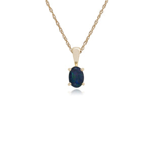 Classic Oval Triplet Opal Single Stone Pendant in 9ct Yellow Gold