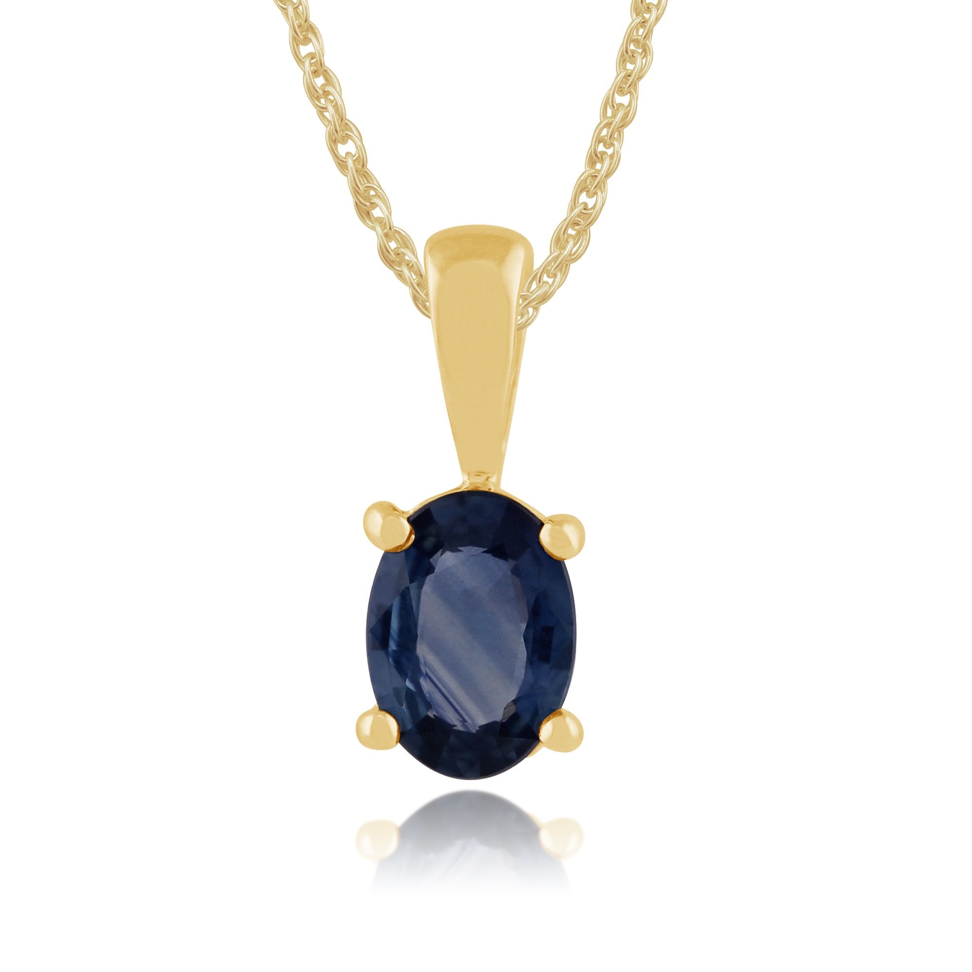 Classic Oval Light Blue Sapphire Pendant in 9ct Yellow Gold