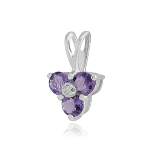 Floral Amethyst & Diamond Pendant in 9ct White Gold