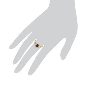 Anello in oro giallo da 9 ct con granato da 0,77 ct e diamanti Dimensioni: H