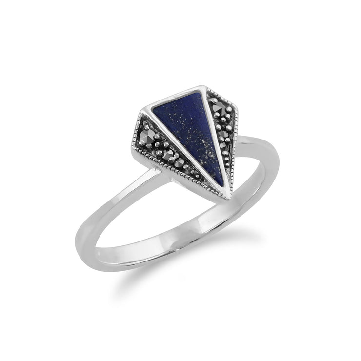 gemondo MARCASSITE Anello, argento sterling 925 LAPISLAZZULI e anello art deco marcasite