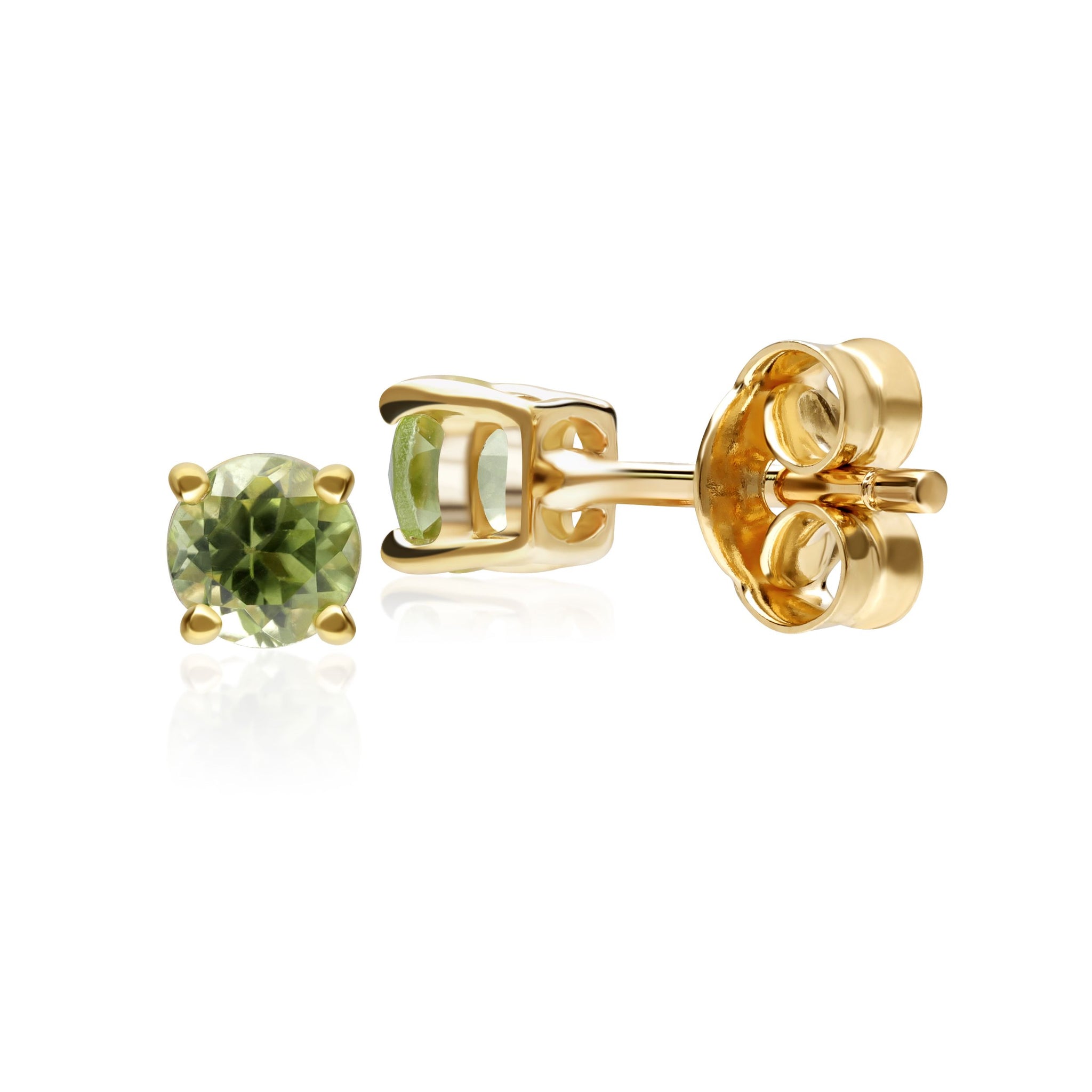Gemondo Peridot Round Stud Earrings In 9ct Yellow Gold Claw Set
