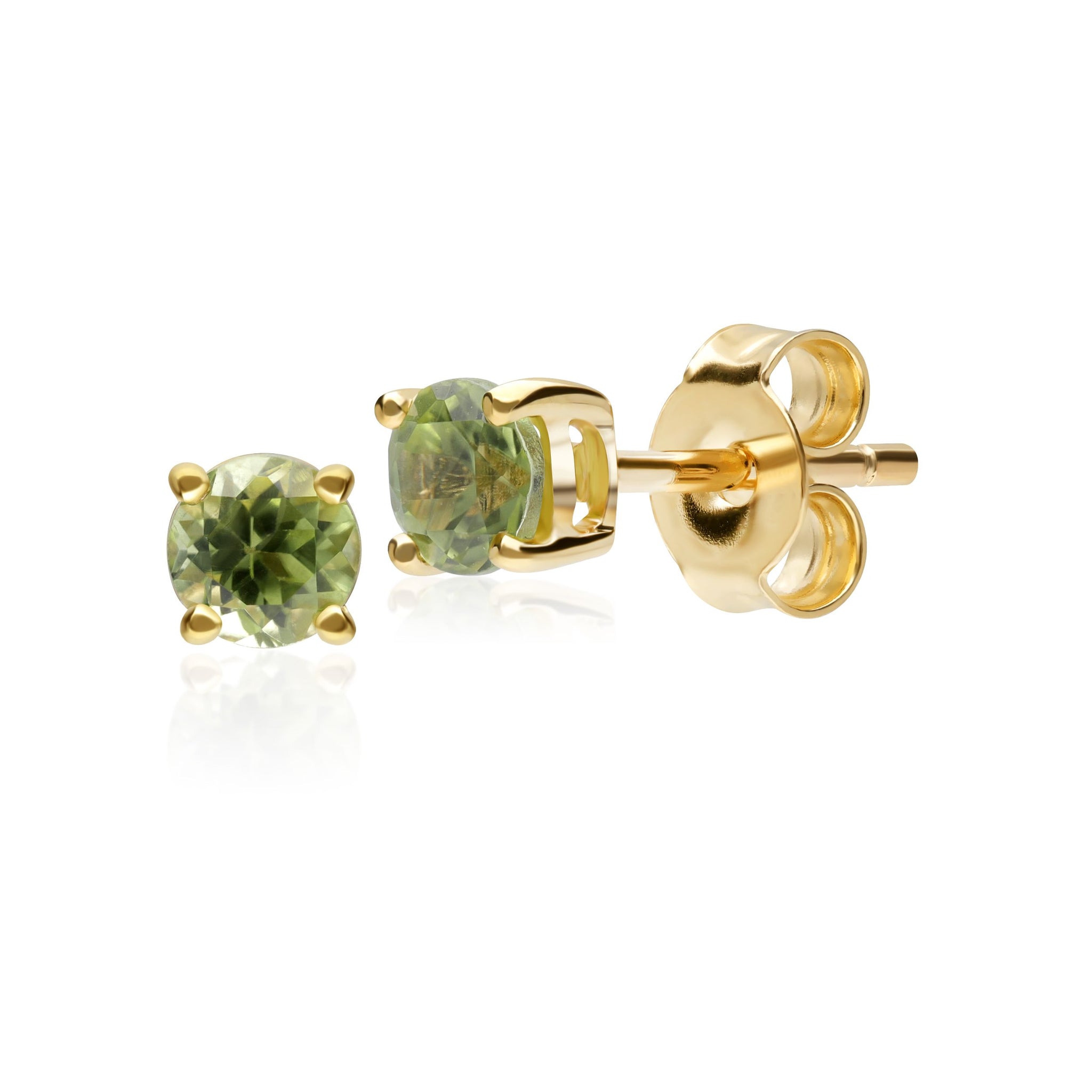 Gemondo Peridot Round Stud Earrings In 9ct Yellow Gold Claw Set