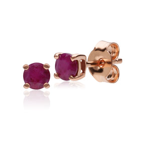 Classic Round Ruby Claw Set Stud Earrings in 9ct Rose Gold