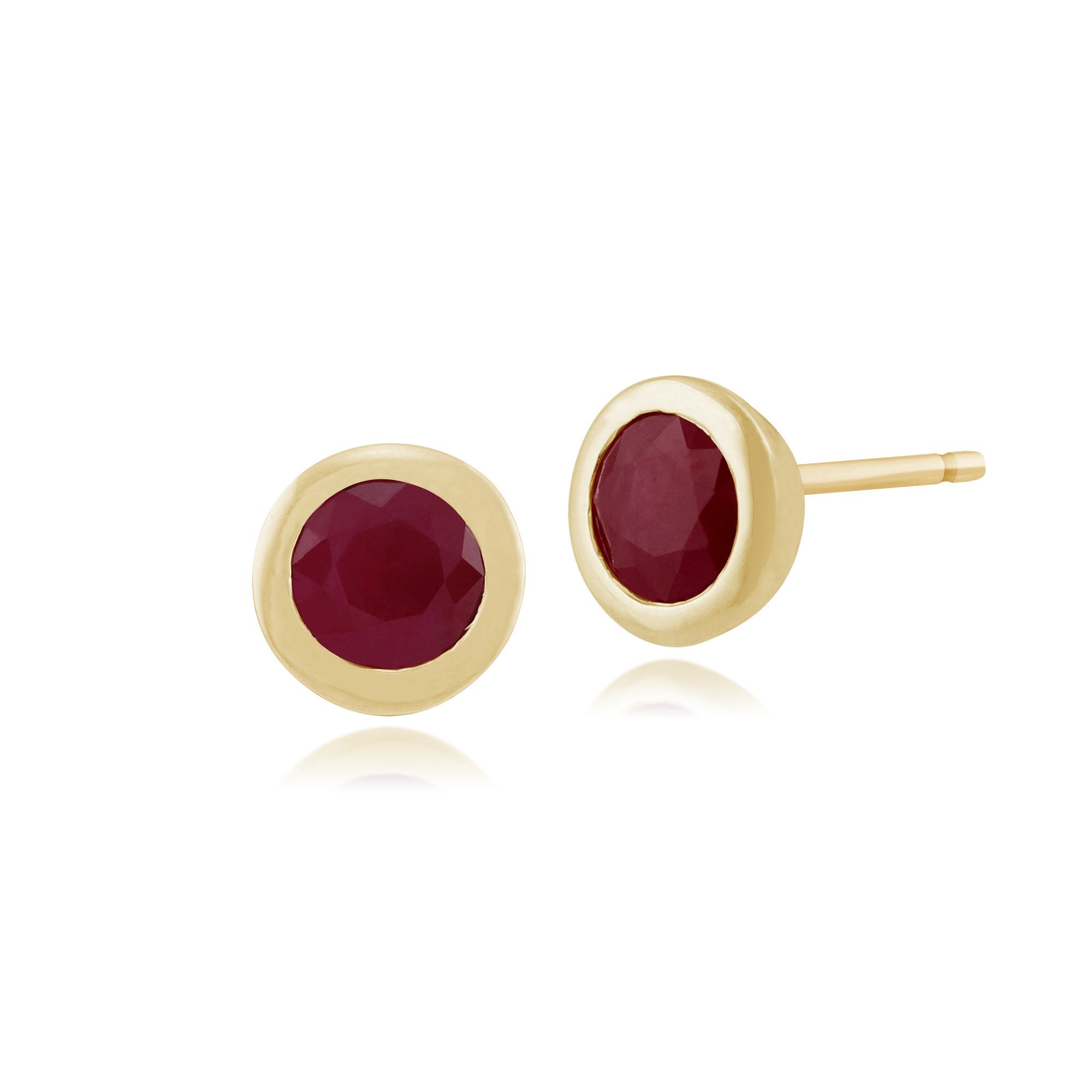 Classic Round Ruby Stud Earrings in 9ct Yellow Gold 6mm