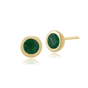 Classic Round Emerald Stud Earrings in 9ct Yellow Gold 6mm