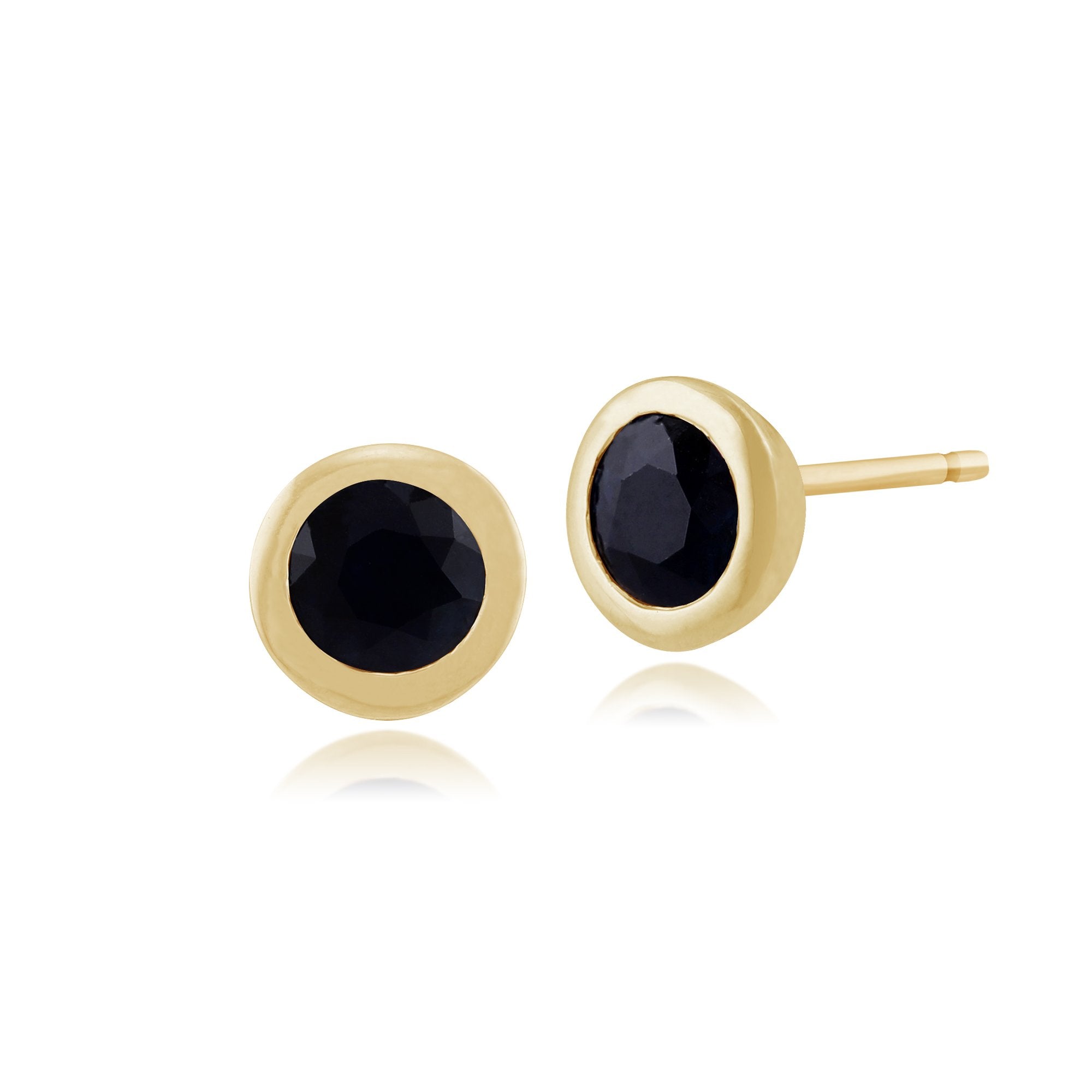 Classic Round Sapphire Stud Earrings in 9ct Yellow Gold 6mm