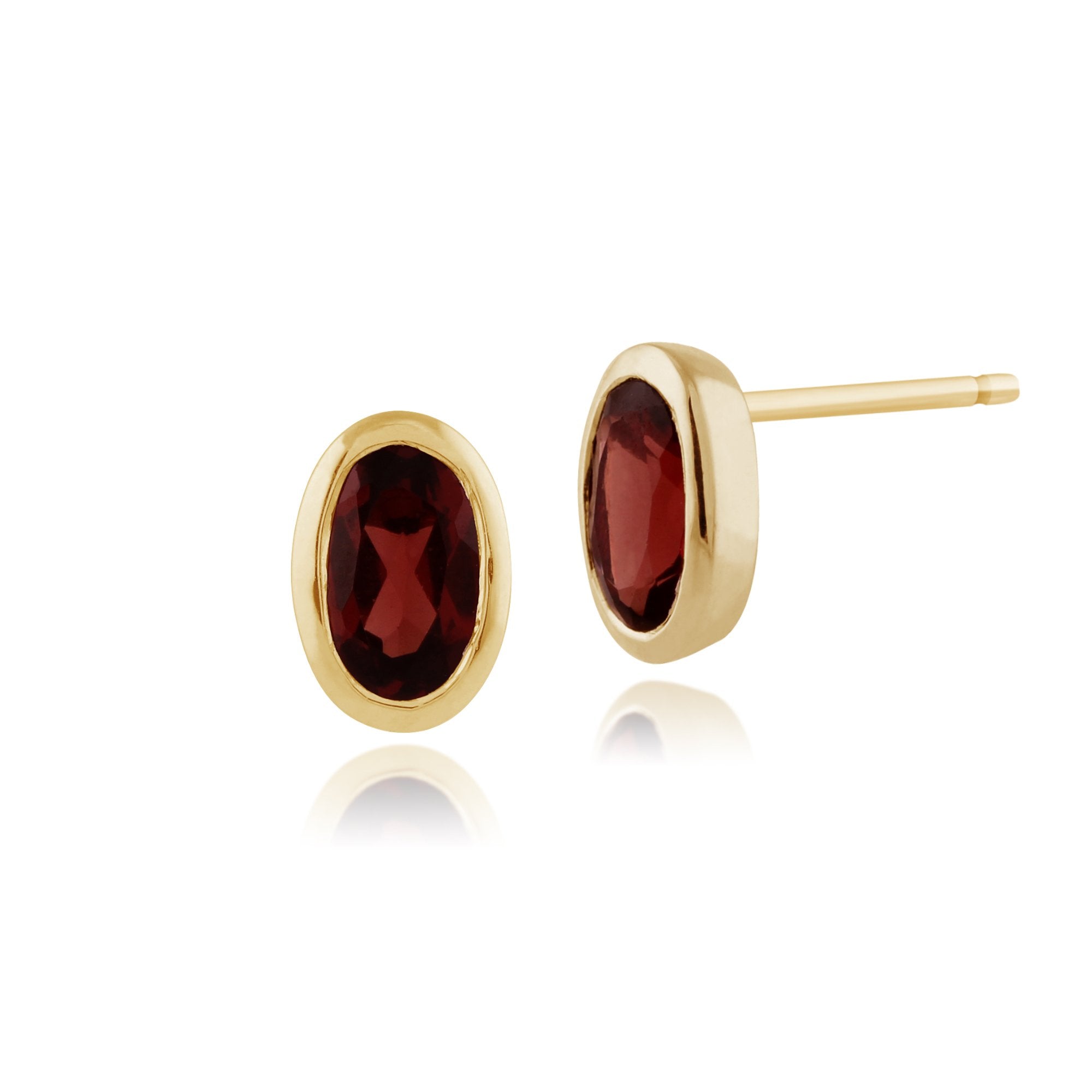 Classic Oval Garnet Stud Earrings in 9ct Yellow Gold