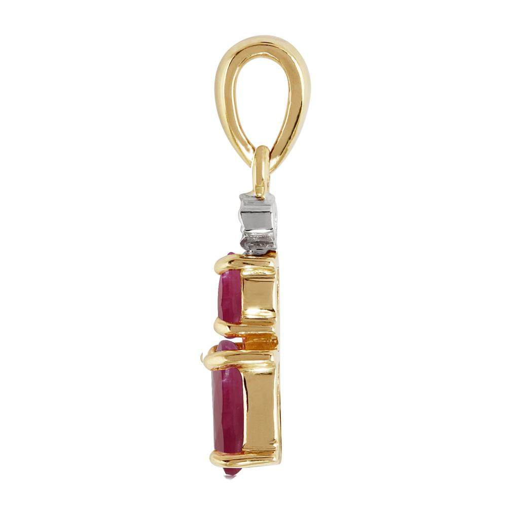Classic Oval Ruby & Diamond Pendant in 9ct Yellow Gold