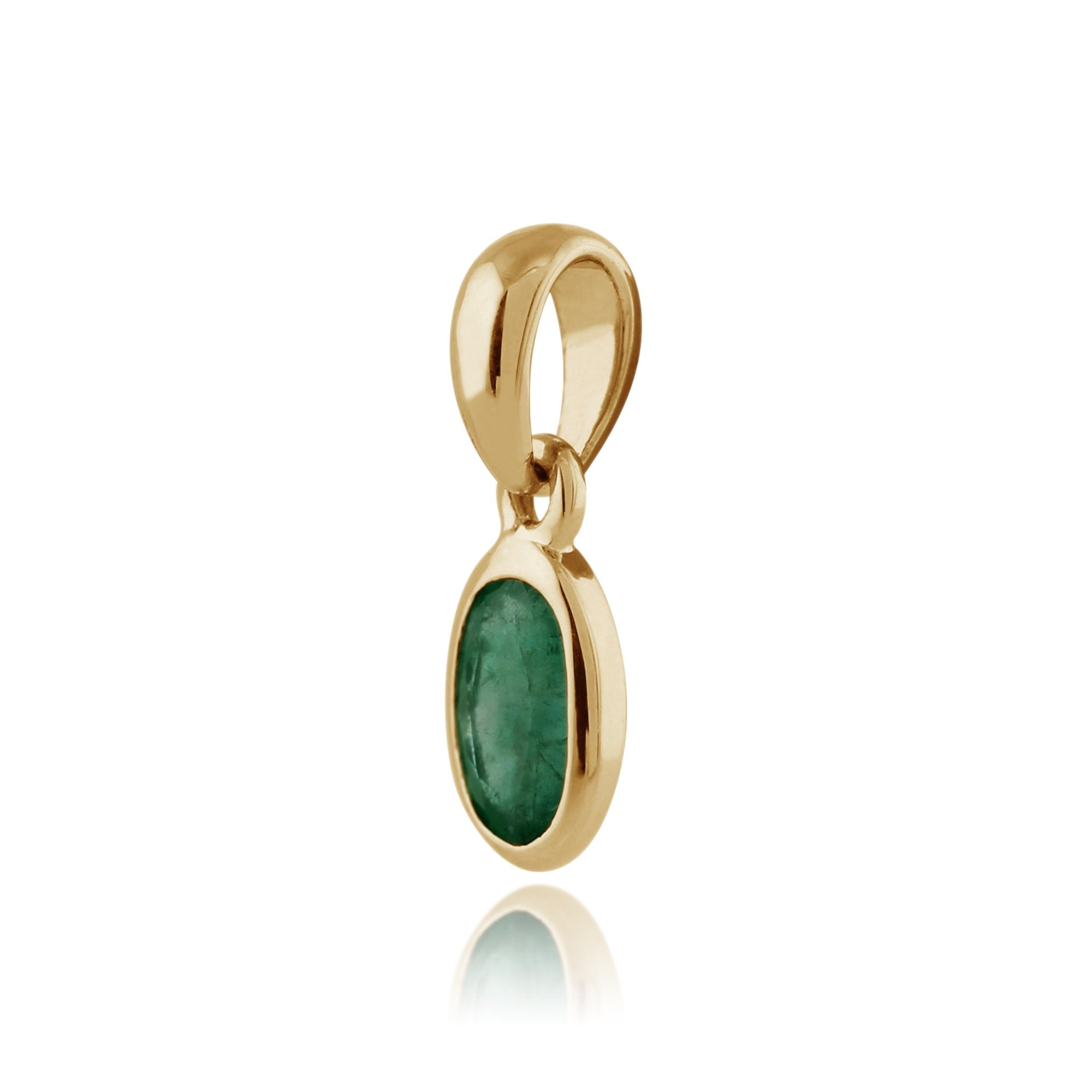 Gemondo Pendente con catena ovale con smeraldo da 0,25 ct con cornice in oro giallo da 9 ct su catena da 45 cm