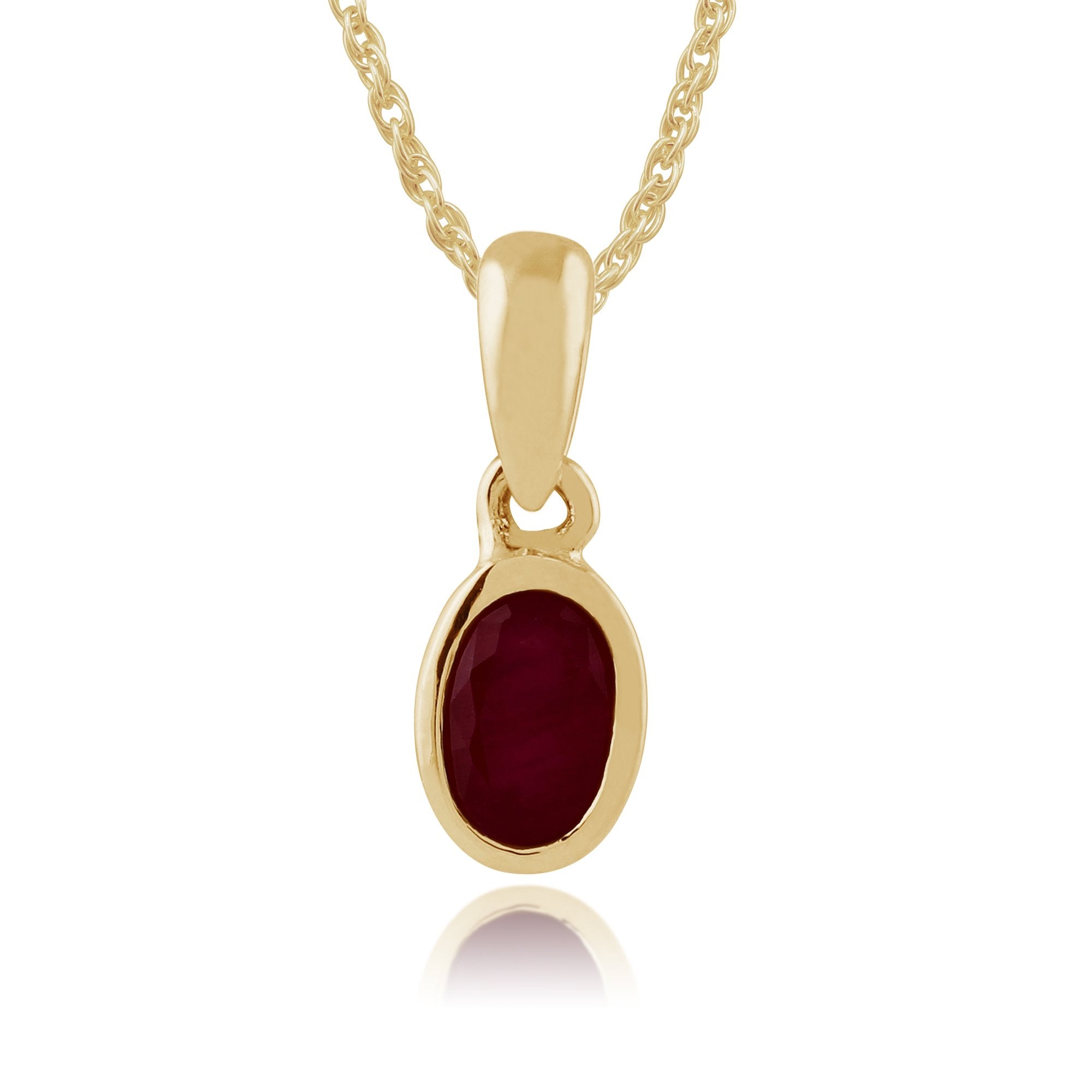 Classic Oval Ruby Pendant in 9ct Yellow Gold