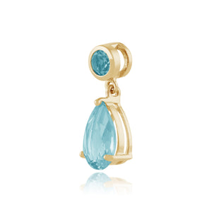 Classic Pear Blue Topaz Pendant in 9ct Yellow Gold