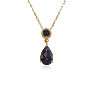 Classic Pear & Round Mystic Topaz Pendant in 9ct Yellow Gold