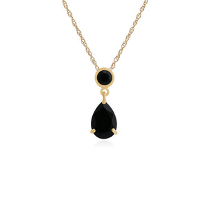 Classic Pear & Round Black Onyx Pendant in 9ct Yellow Gold