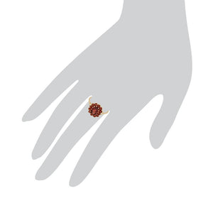 Classic Oval Garnet Cluster Ring in 9ct Yellow Gold
