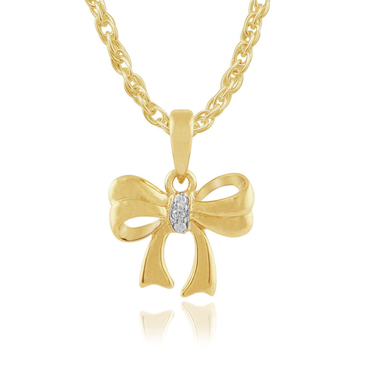 Ciondolo e orecchini con bottone a nodo classico Argento 925 placcato oro giallo Diamante