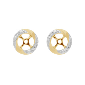 Classic Round Fire Opal Stud Earrings with Detachable Diamond Halo Ear Jacket in 9ct Yellow Gold