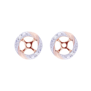 Classic Round Morganite Stud Earrings with Detachable Diamond Round Earrings Jacket Set in 9ct Rose Gold