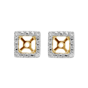 Classic Round Green Tourmaline Stud Earrings with Detachable Diamond Square Earrings Jacket Set in 9ct Yellow Gold