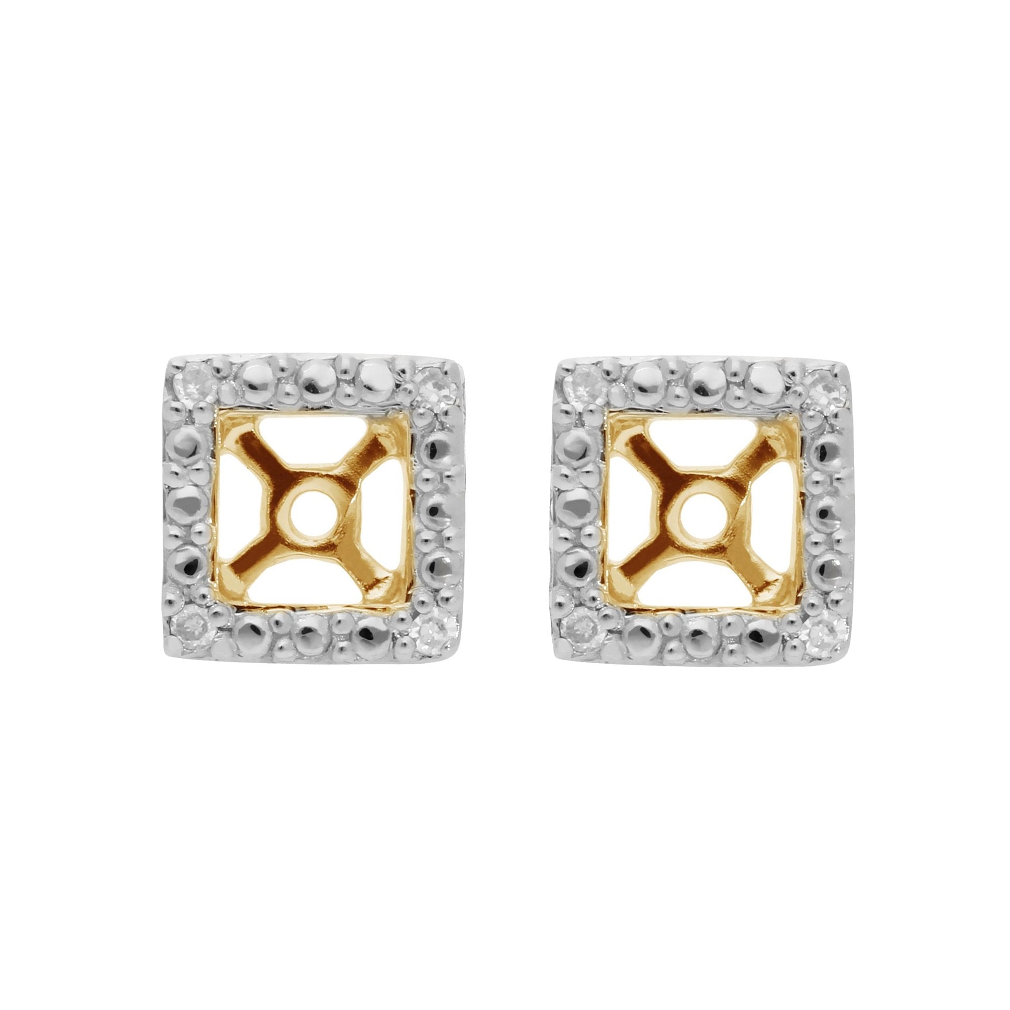 Classic Round Diamond Square Earring Jacket in 9ct Yellow Gold