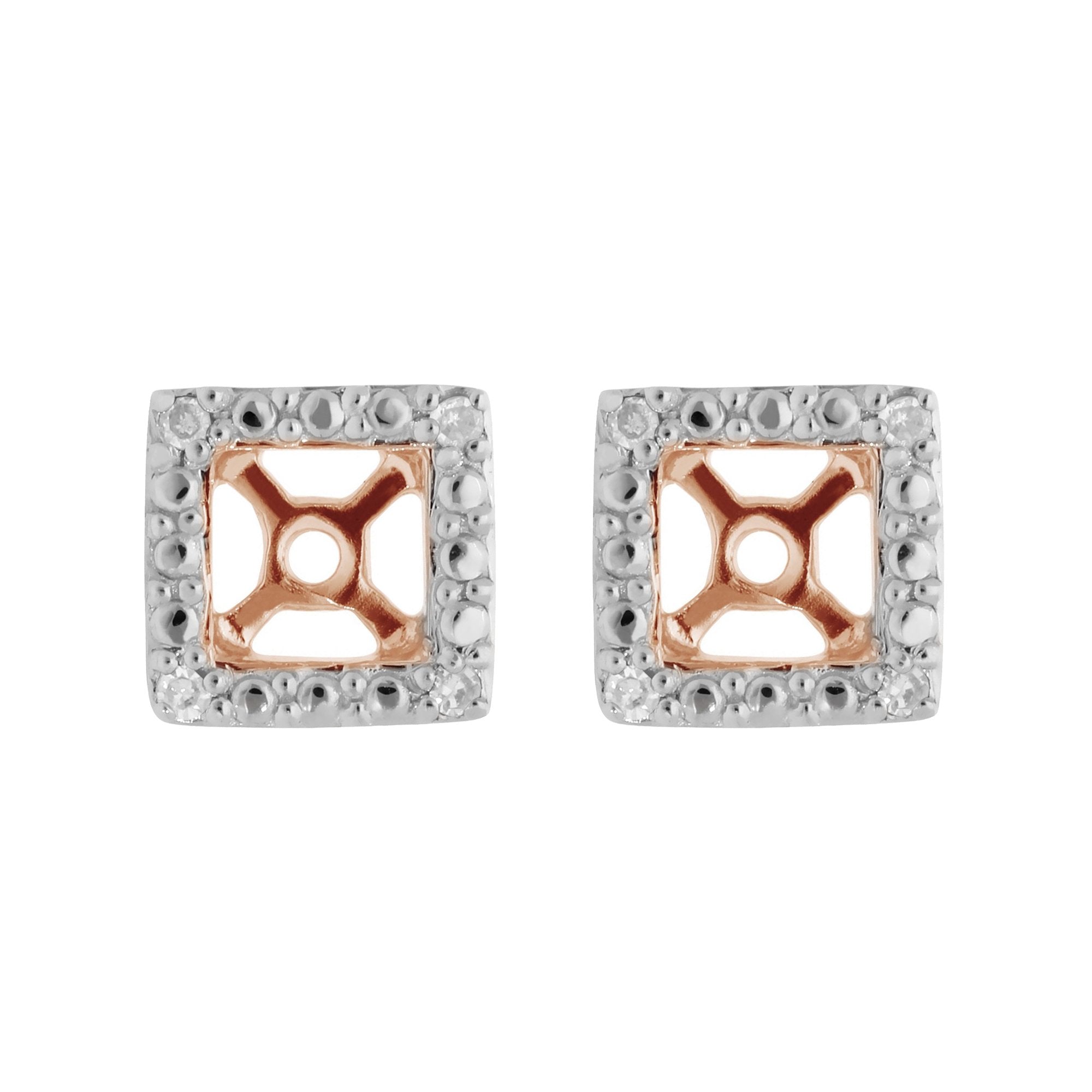 Classic Round Diamond Square Earring Jacket in 9ct Rose Gold