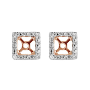 Classic Round Diamond Square Earring Jacket in 9ct Rose Gold