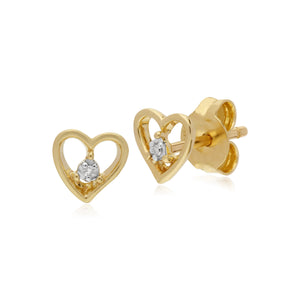 Gemondo 9ct Yellow Gold Diamond Single Stone Heart Stud Earrings