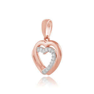 Classic Round Diamond Heart Pendant in 9ct Rose Gold