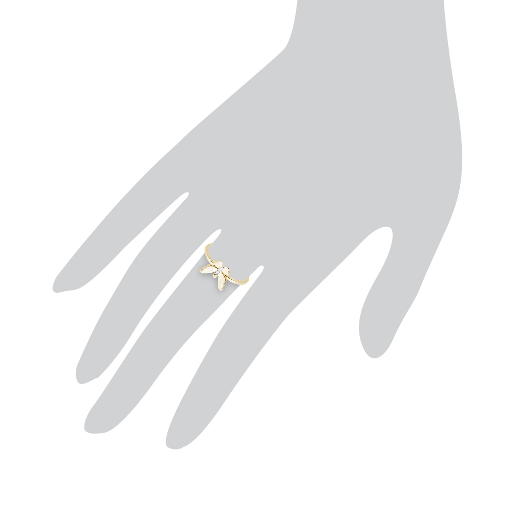 Gemondo 9ct Yellow Gold 0.01ct Diamond Butterfly Ring Image 3