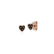 Collana e orecchini cuore in argento sterling 925 e orecchini in marcasite placcata oro rosa