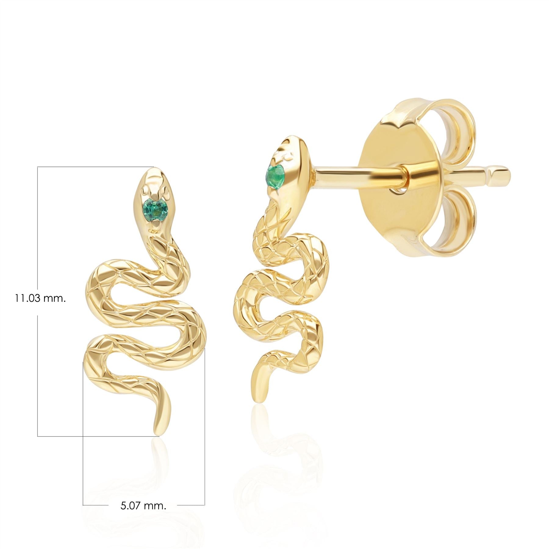 ECFEW™ Orecchini Serpente con Smeraldi in Oro Giallo da 9 Ct