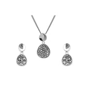 Collana e orecchini con pendente in stile Art Déco Marcasite in argento 925