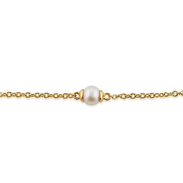 Bracciale Classico Cuore Perla Coltivata In Oro Giallo 375