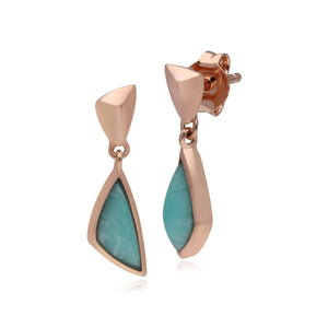 Micro Statement Amazonite Drop Earrings in Rose Gold Plated 925 Sterling Silver
