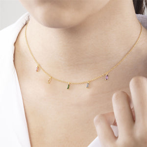 Rainbow Choker Necklace in Gold Plated Sterling Silver on model