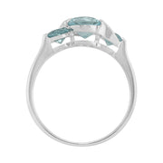 Anello in argento sterling con tre pietre con topazio blu cielo da 1,46 ct