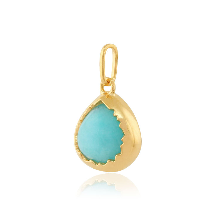 Orecchini pendenti e pendenti Boho in argento 925 placcato oro giallo con montatura a pera con amazzonite