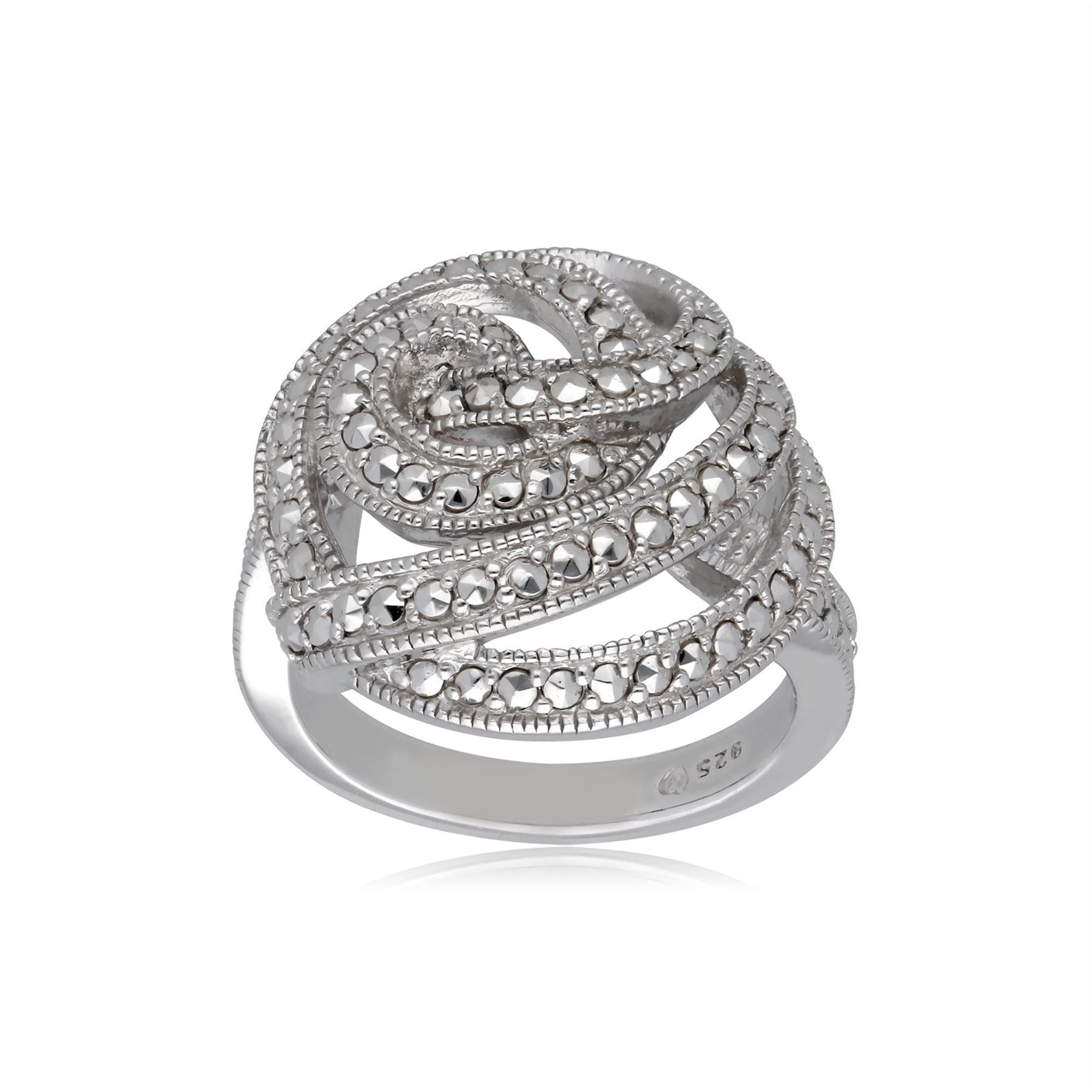 Marcasite Statement Spiral Cocktail Ring in Sterling Silver
