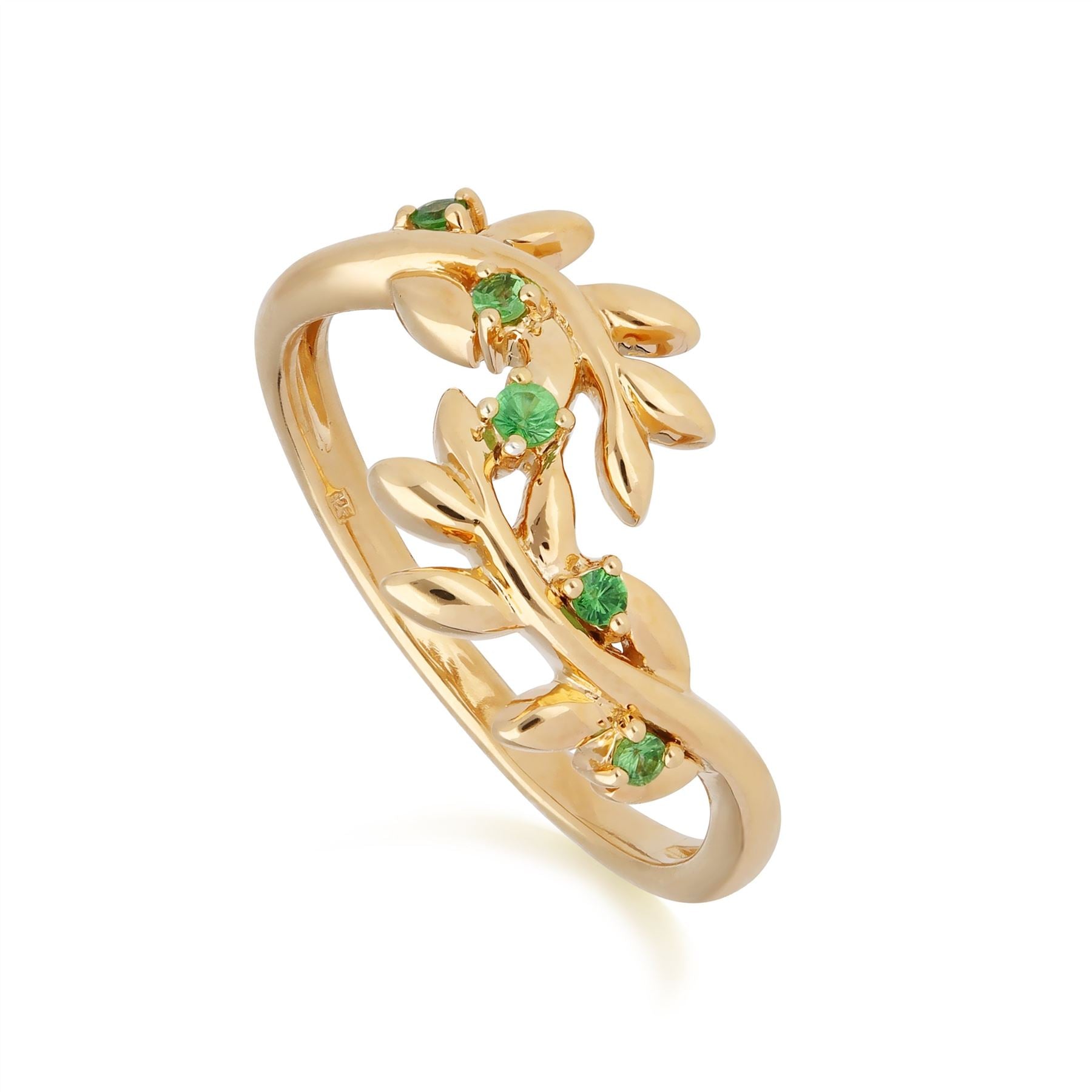 O Leaf Tsavorite Olive Branch Ring