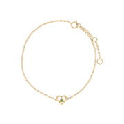 Bracciale con peridoto, bracciale con pietra singola rotonda in oro giallo con peridoto da 9 ct. Bracciale da 19 cm