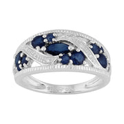 Anello da ABITO CLASSICO in ARGENTO STERLING da 1,27 ct con zaffiro blu naturale e diamanti