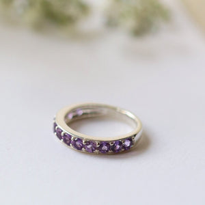 Classic Round Amethyst Half Eternity Ring in 925 Sterling Silver 1