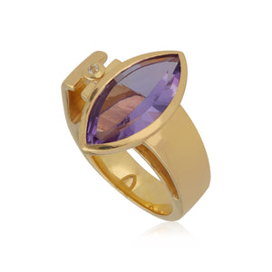 Kosmos Amethyst & Topaz Structural Ring in Gold Plated Sterling Silver