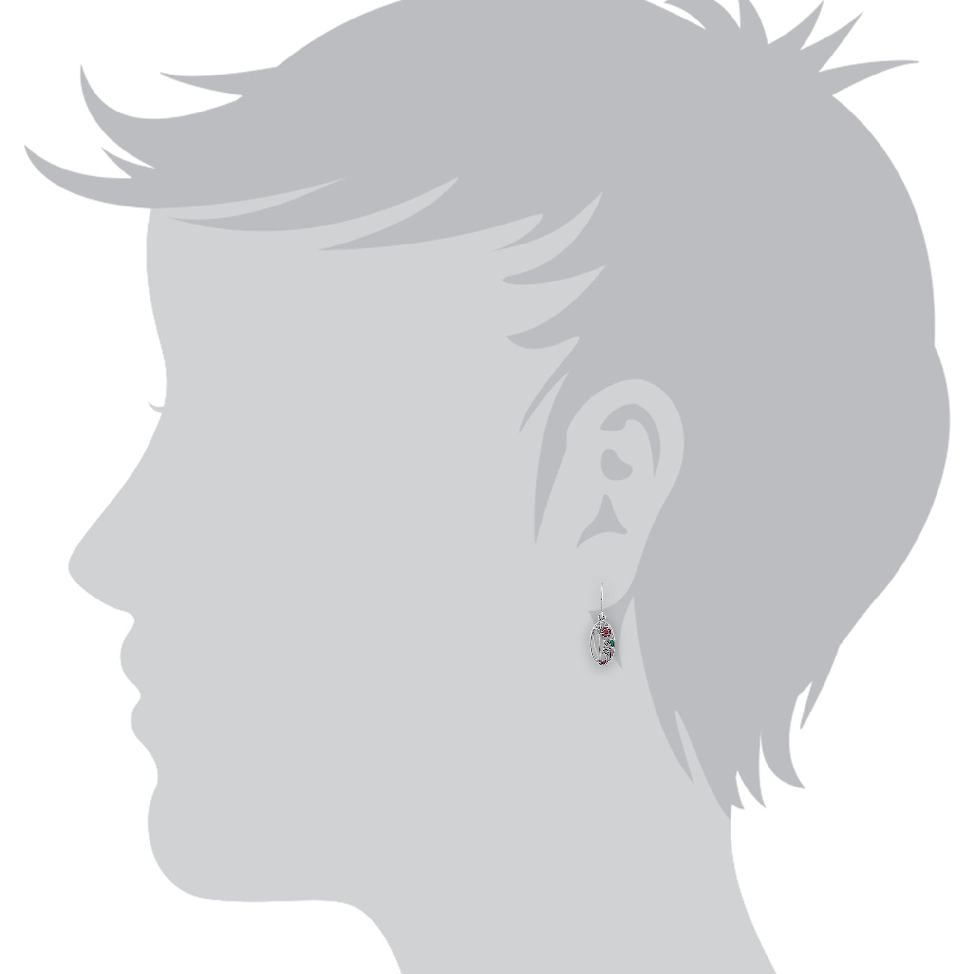 Rennie Mackintosh Round Marcasite & Enamel Drop Earrings in 925 Sterling Silver