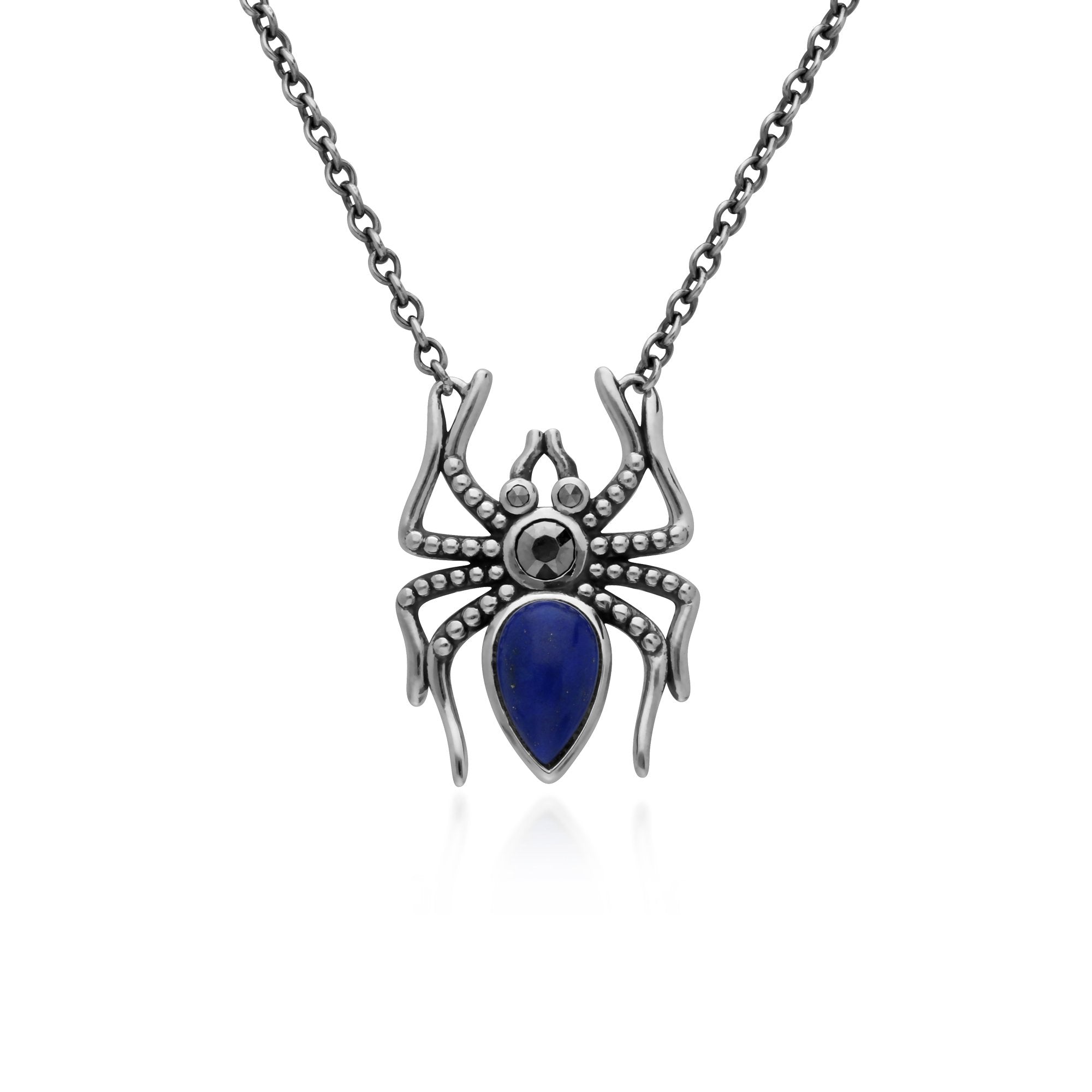 Gemondo Sterling Silver Lapis Lazuli & Marcasite Spider 45cm Necklace