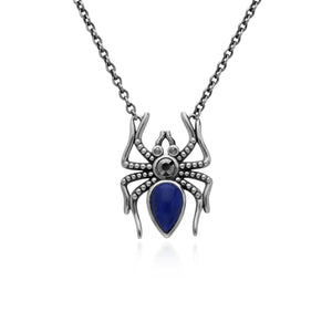 Gemondo Sterling Silver Lapis Lazuli & Marcasite Spider 45cm Necklace
