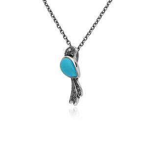 Gemondo Sterling Silver Turquoise & Marcasite Bird 45cm Necklace
