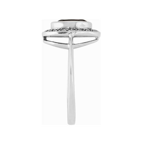 Art Deco Style Smokey Quartz Garnet & Marcasite Ring in 925 Sterling Silver