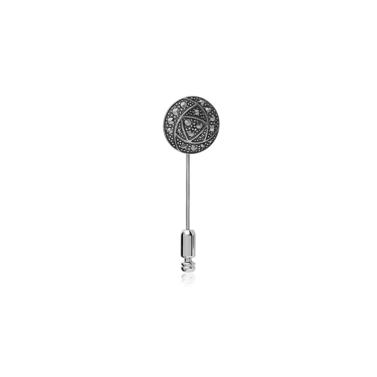 Spilla Marcasite, spilla rotonda Marcasite Rennie Mackintosh in argento sterling
